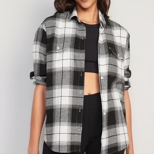 Women's Old Navy Long-Sleeve Plaid Flannel Boyfriend shirt Large *Brand new!